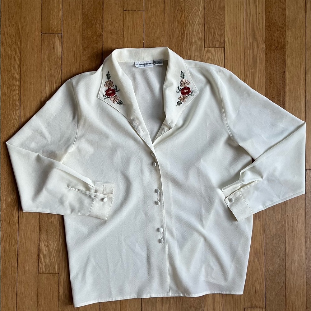 Vintage Embroidered Blouse - Ivory